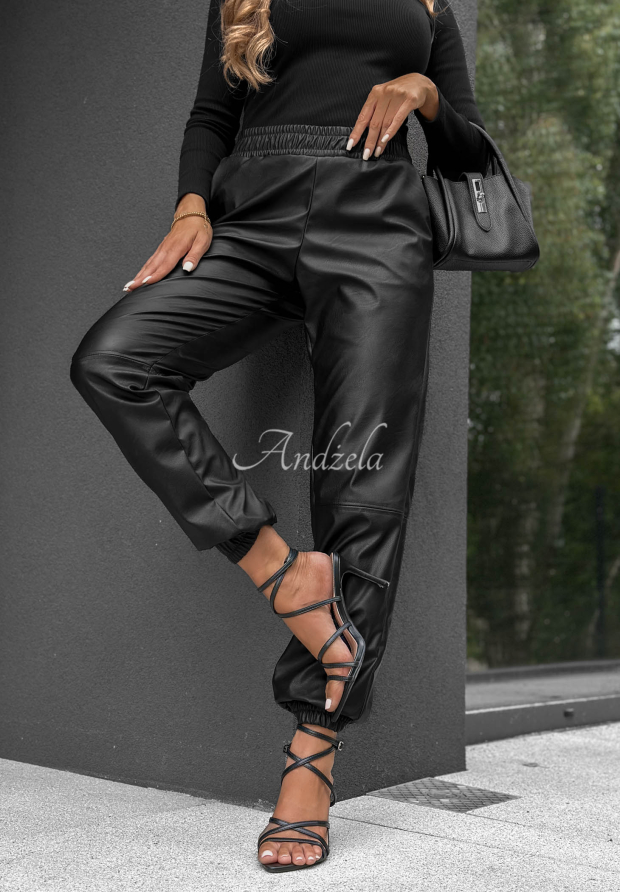 Jogginghose aus Lederimitat Maybe Forever Schwarz