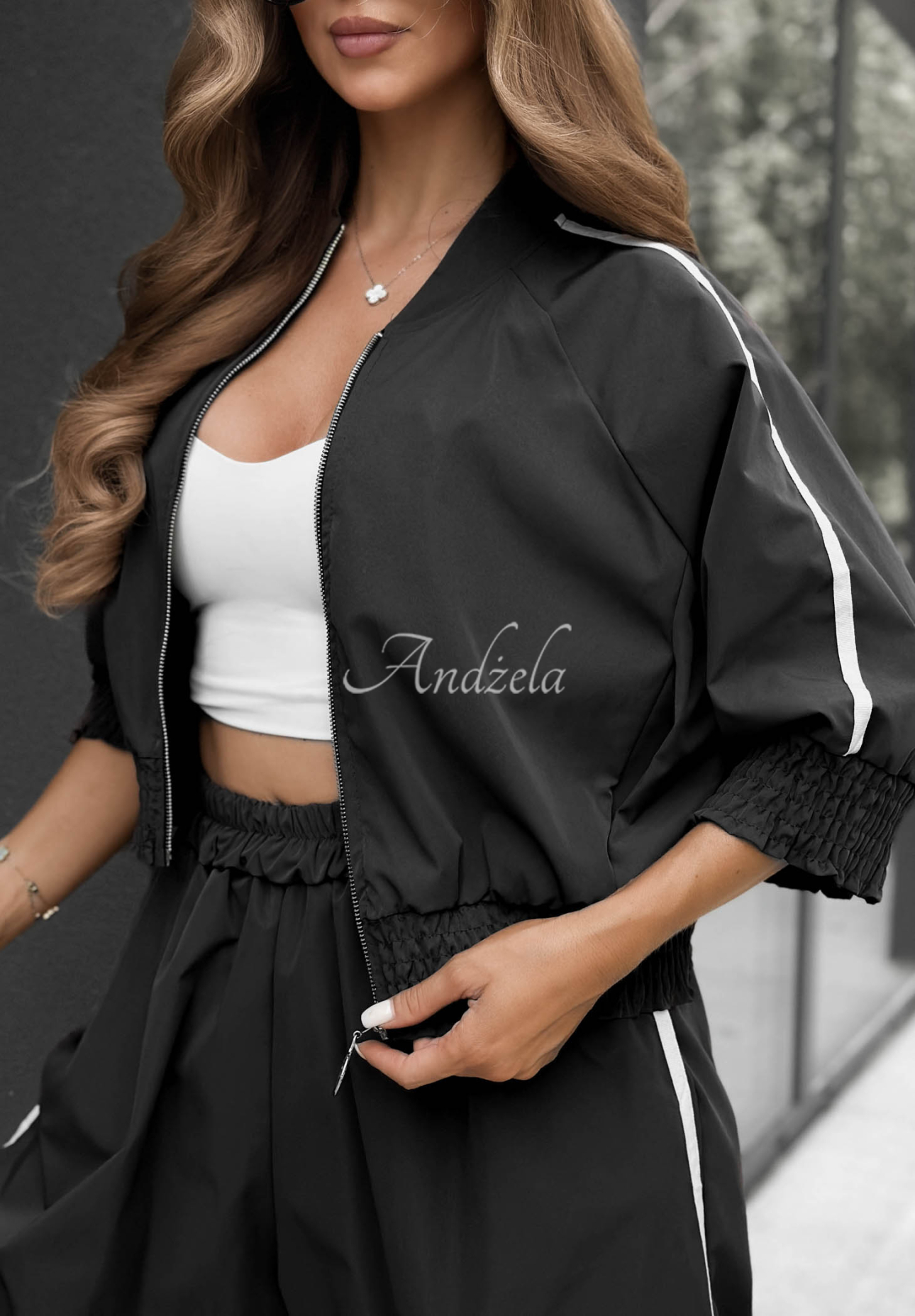 Set Jacke und Hose mit Streifen aus Baumwolle Unbelievable Schwarz