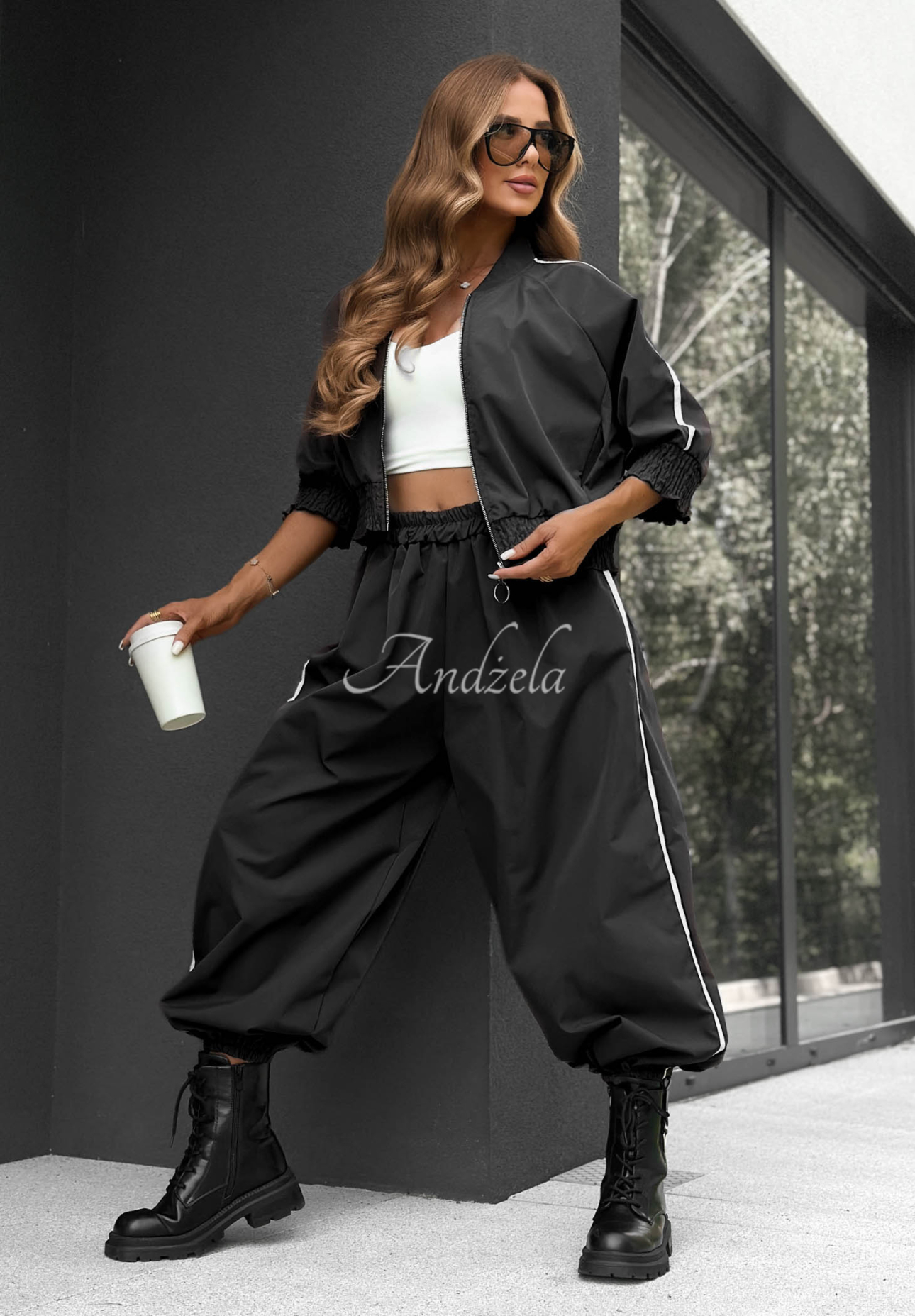 Set Jacke und Hose mit Streifen aus Baumwolle Unbelievable Schwarz