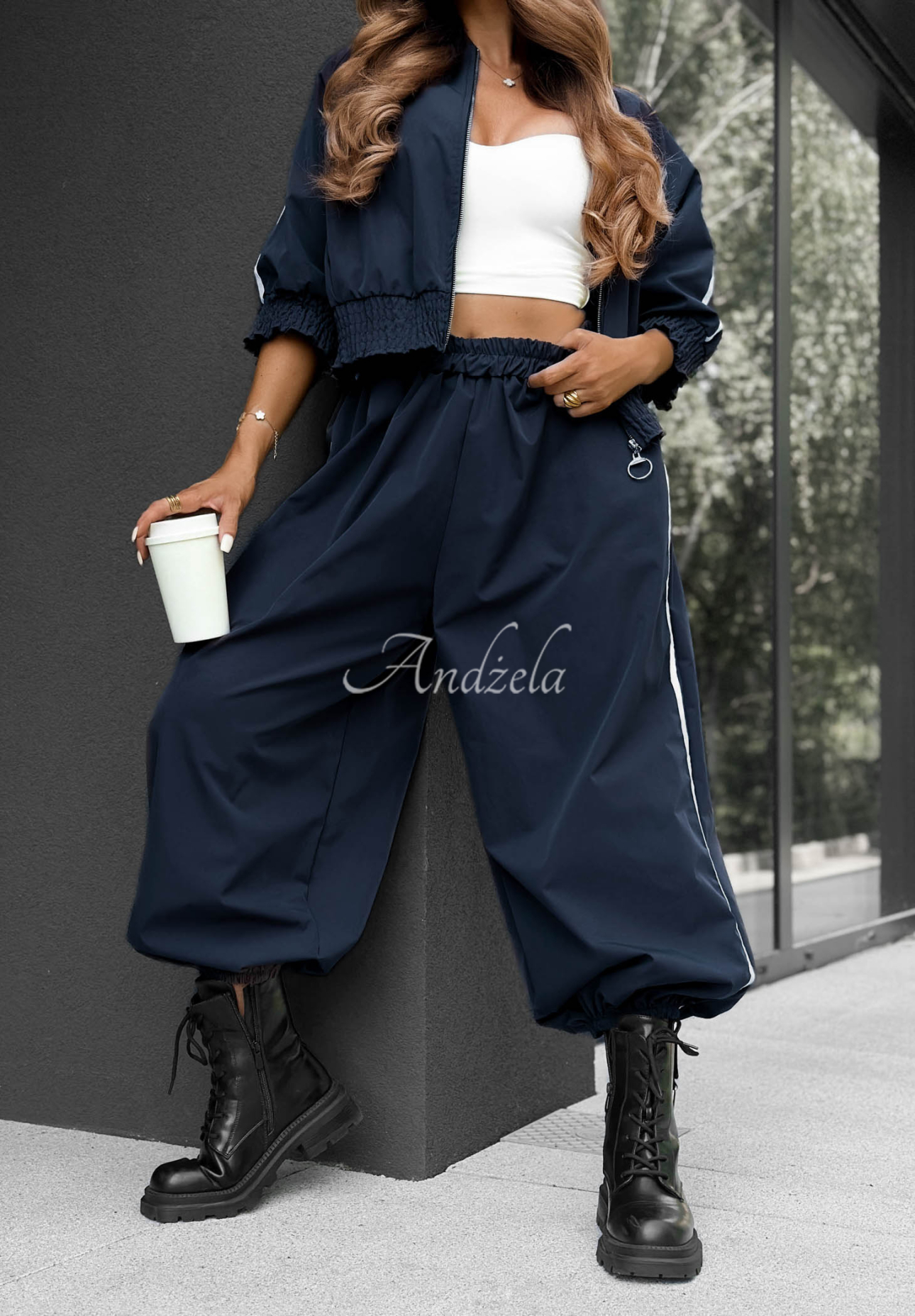 Set Jacke und Hose mit Streifen aus Baumwolle Unbelievable Dunkelblau