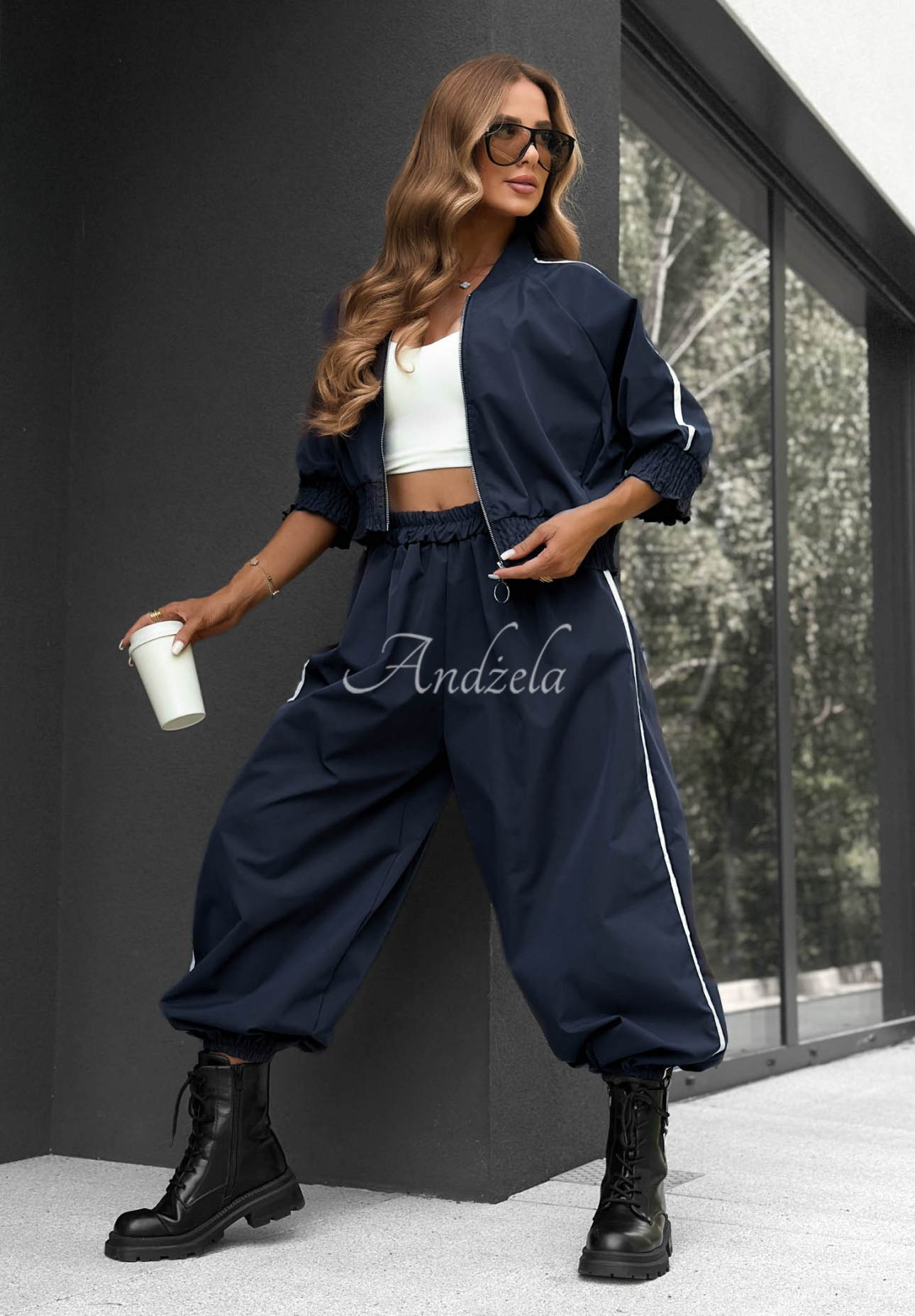 Set Jacke und Hose mit Streifen aus Baumwolle Unbelievable Dunkelblau