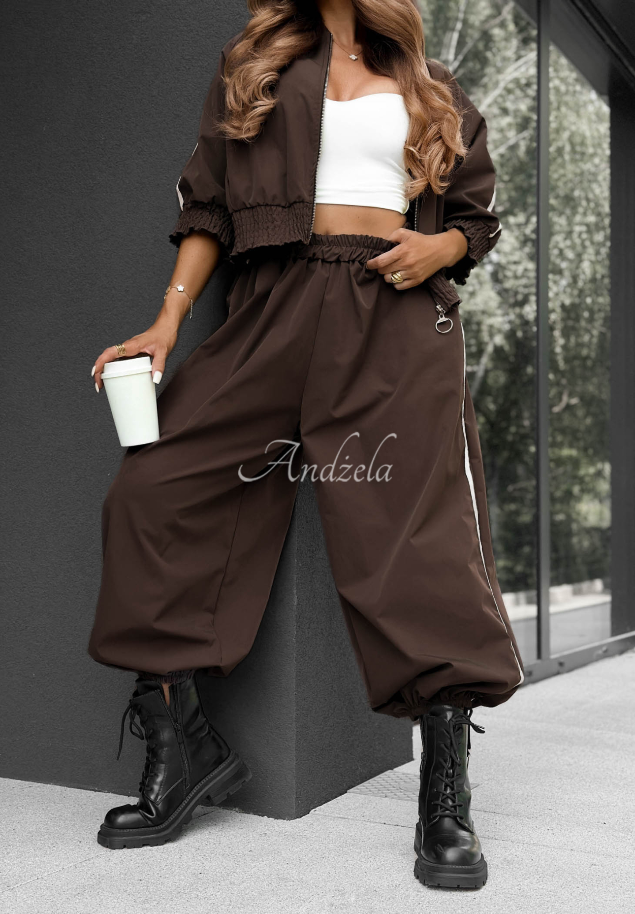 Set Jacke und Hose mit Streifen aus Baumwolle Unbelievable Schokoladenbraun