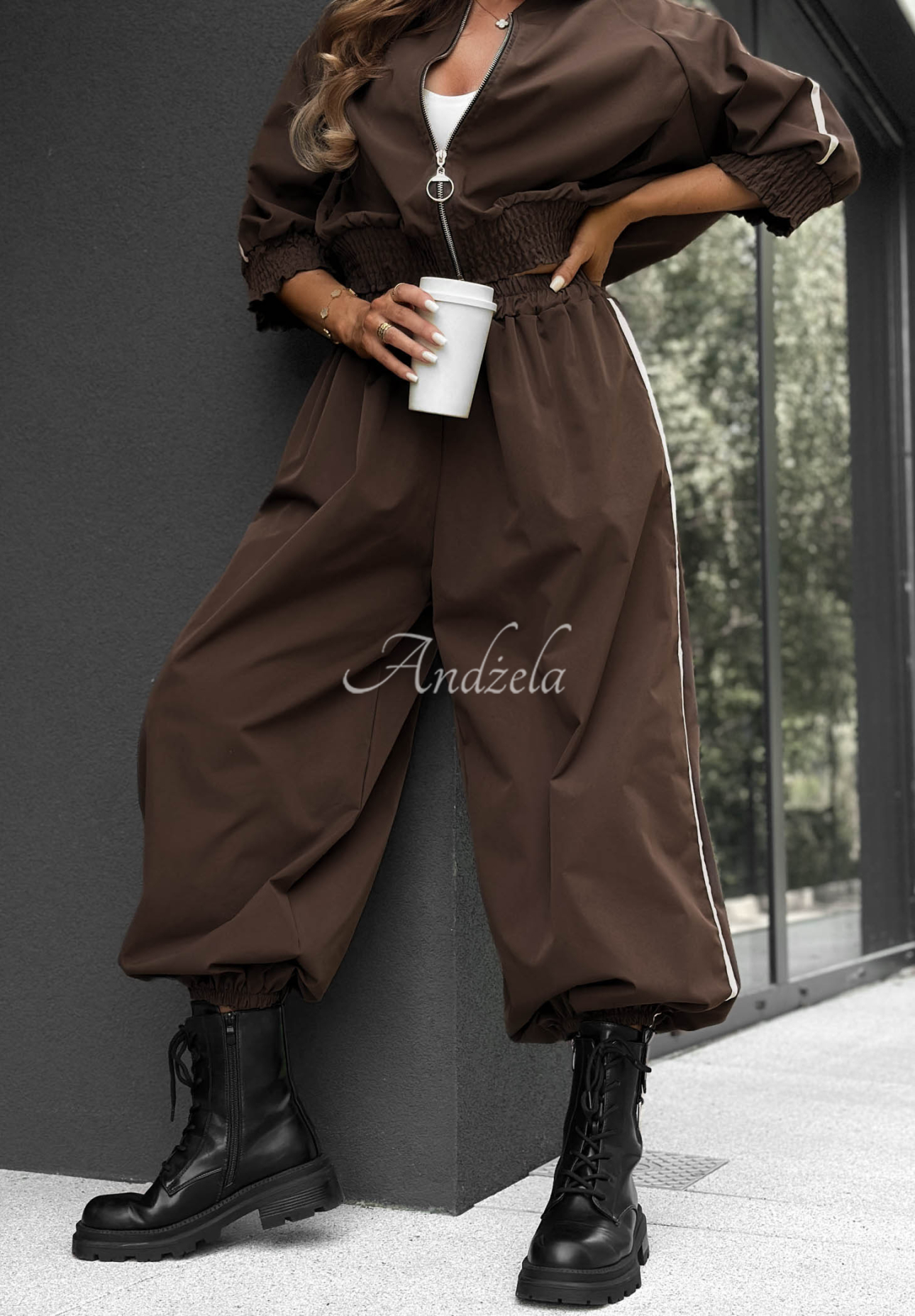 Set Jacke und Hose mit Streifen aus Baumwolle Unbelievable Schokoladenbraun