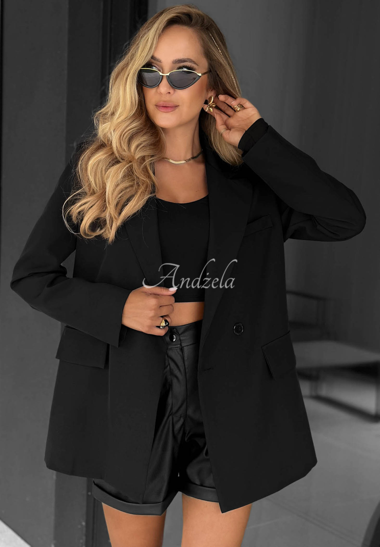 Zweireihiger Blazer Classy Touch Schwarz