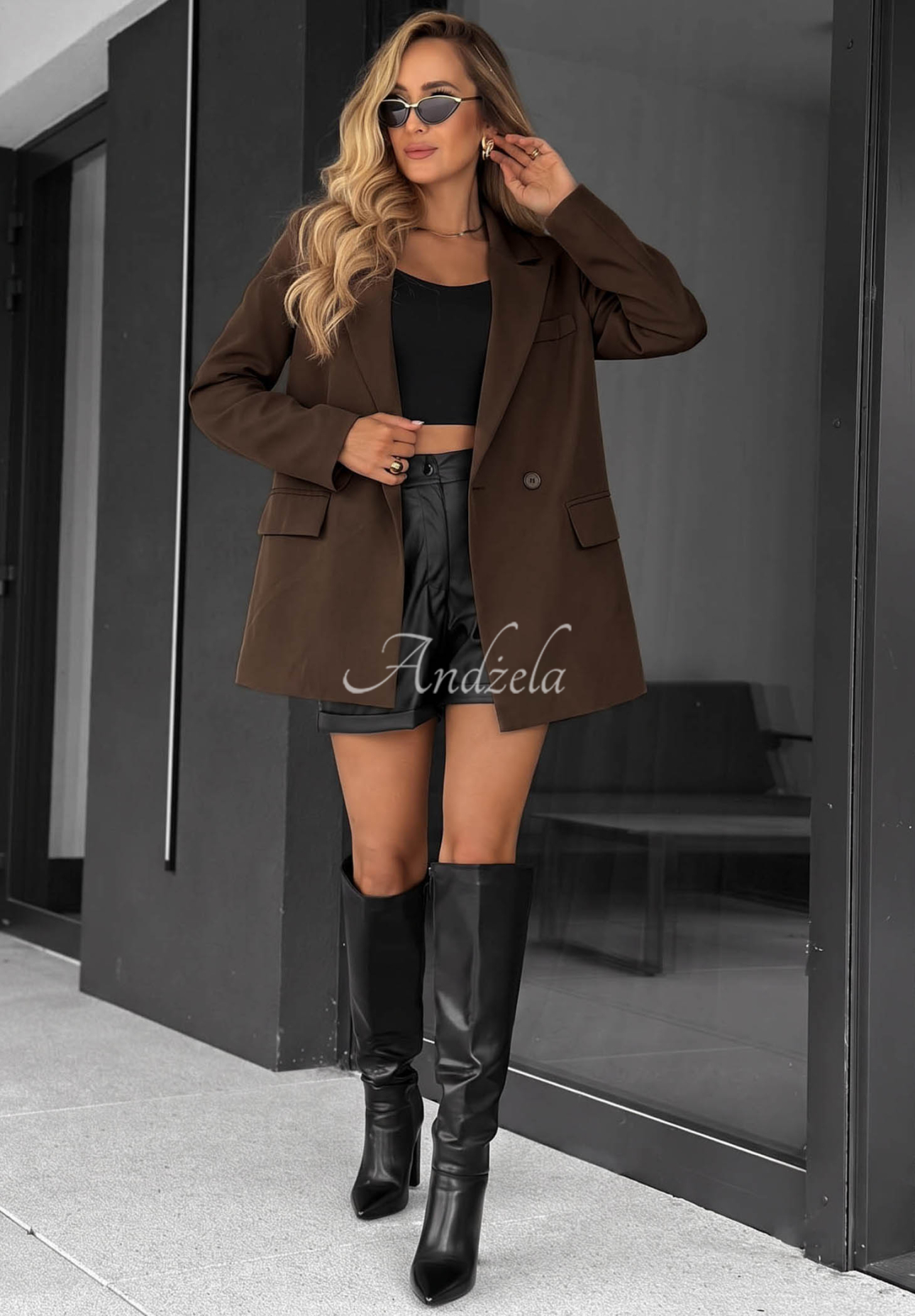 Zweireihiger Blazer Classy Touch Schokoladenbraun