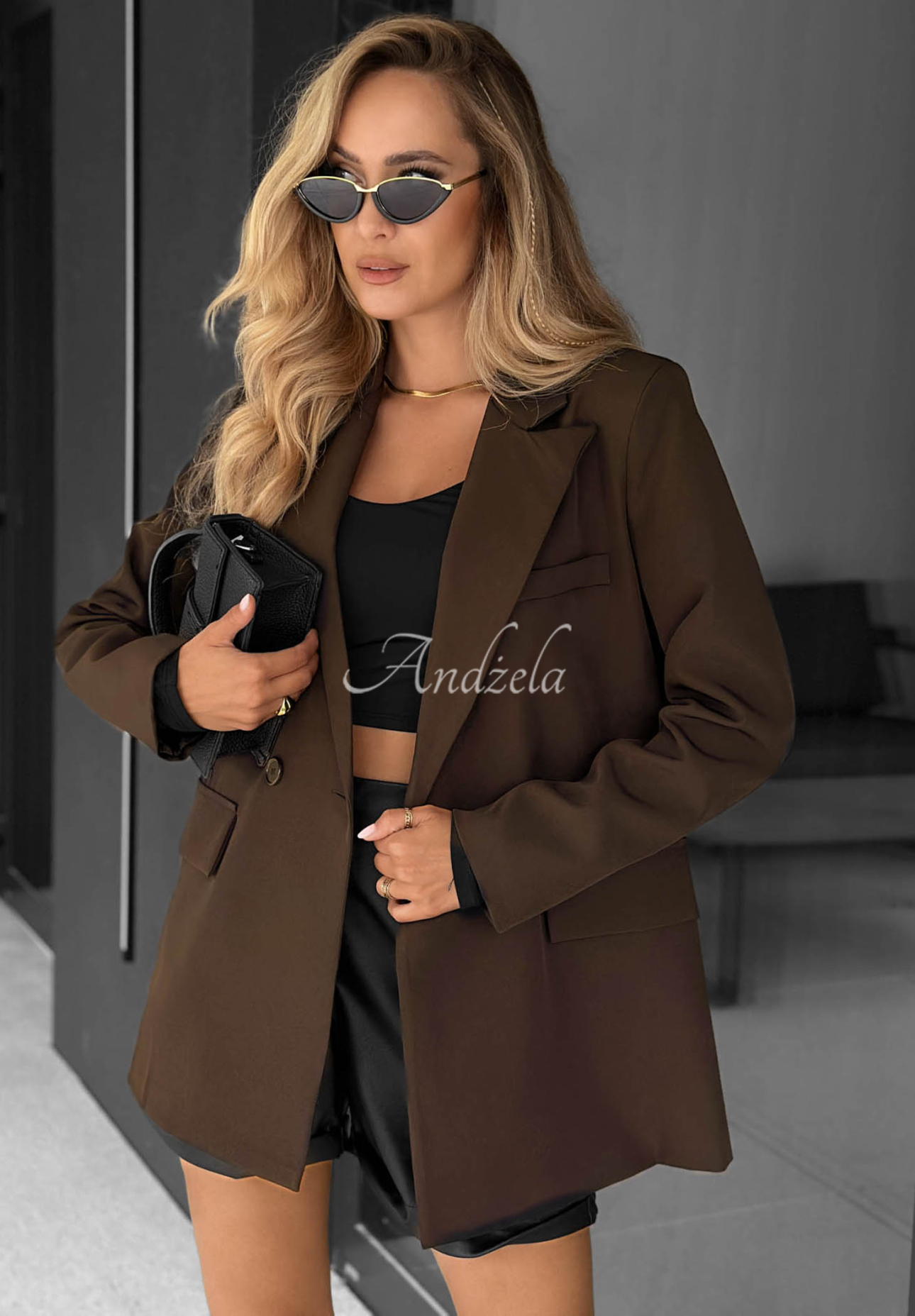 Zweireihiger Blazer Classy Touch Schokoladenbraun