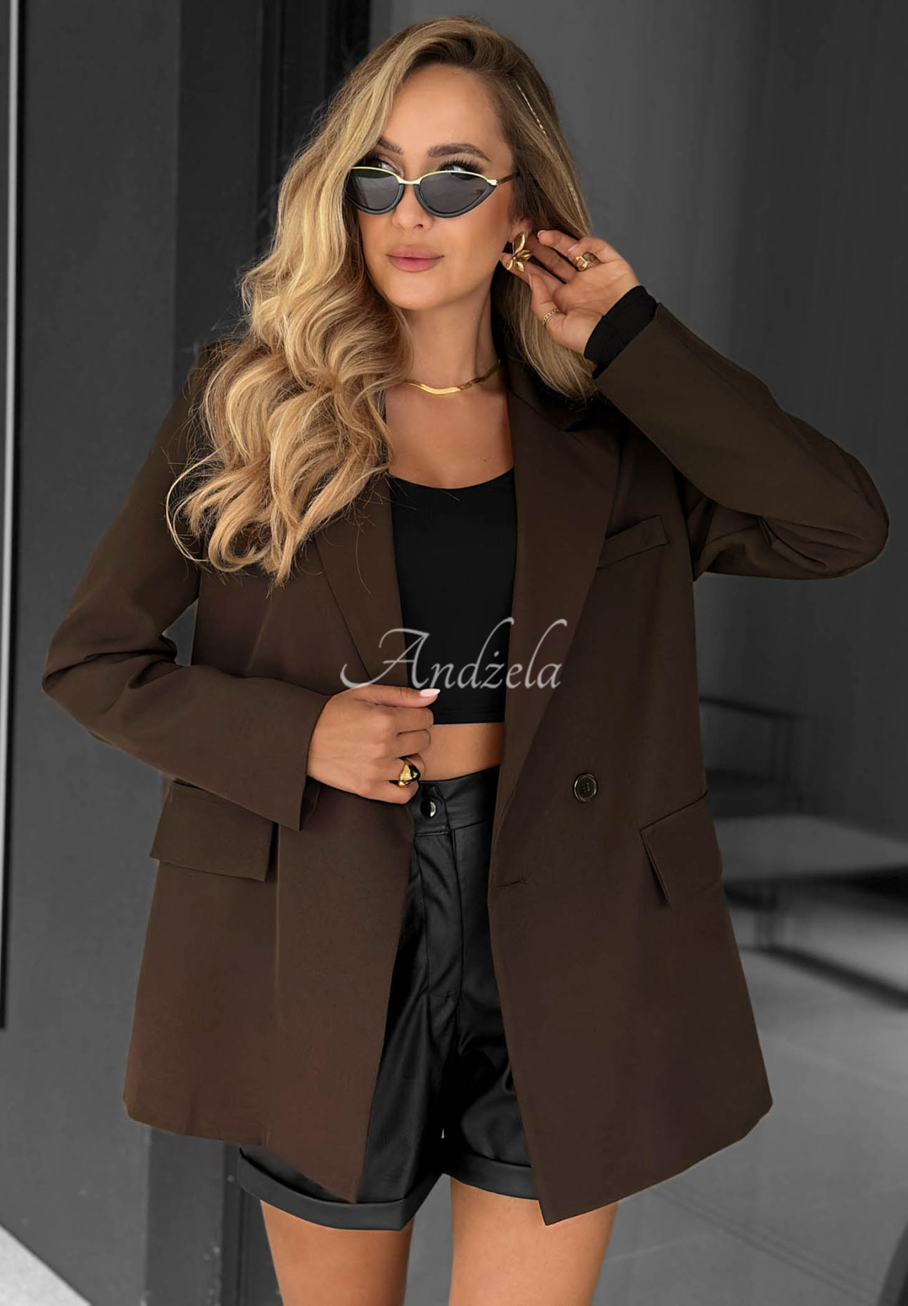 Zweireihiger Blazer Classy Touch Schokoladenbraun