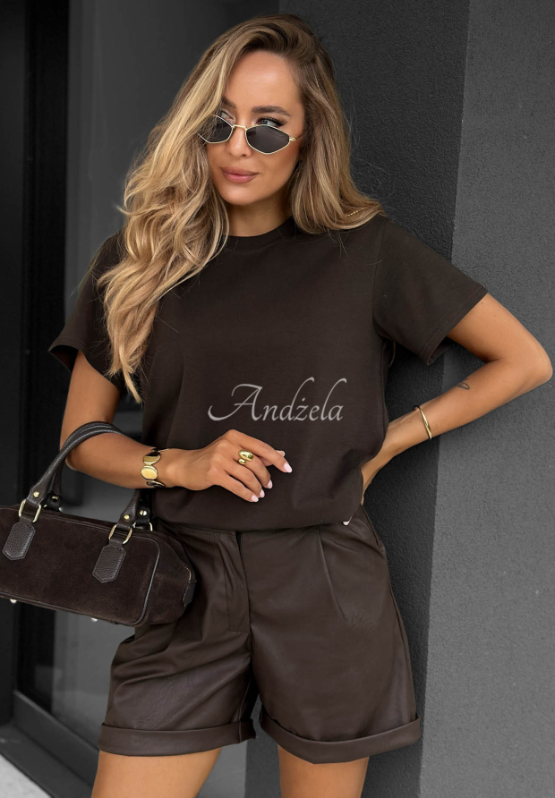 Baumwoll-T-Shirt One Message Schokoladenbraun