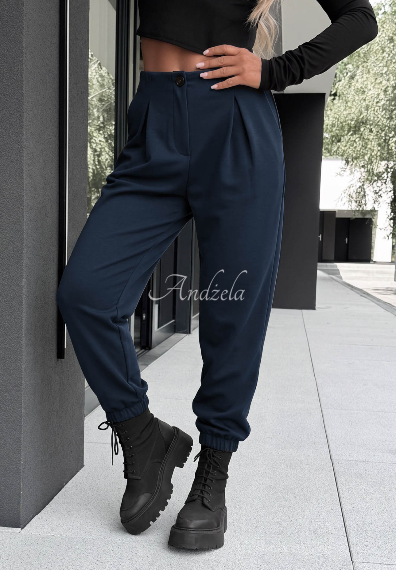 Viskosehose mit Bündchen What You Wanted Dunkelblau
