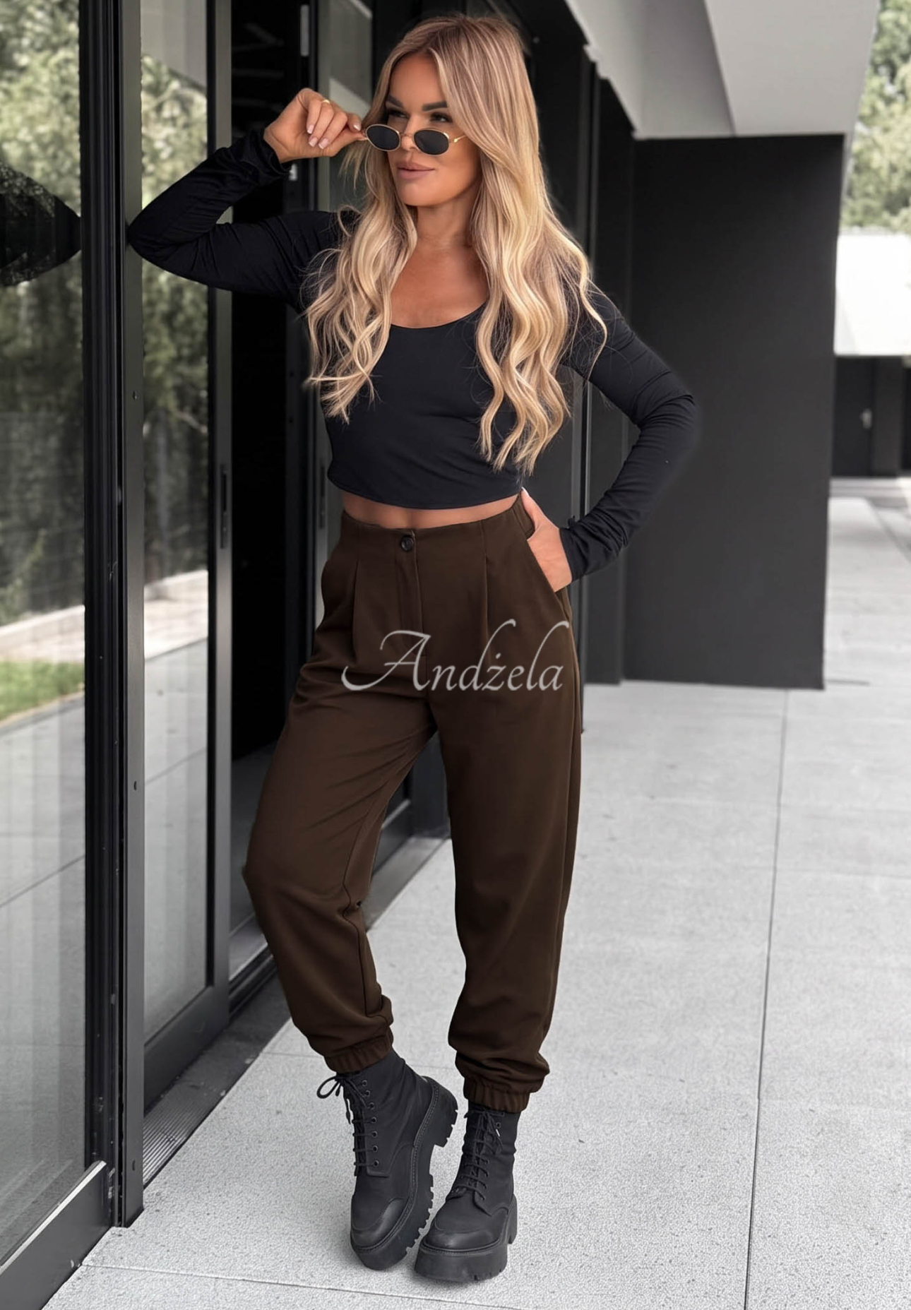 Viskosehose mit Bündchen What You Wanted Schokoladenbraun