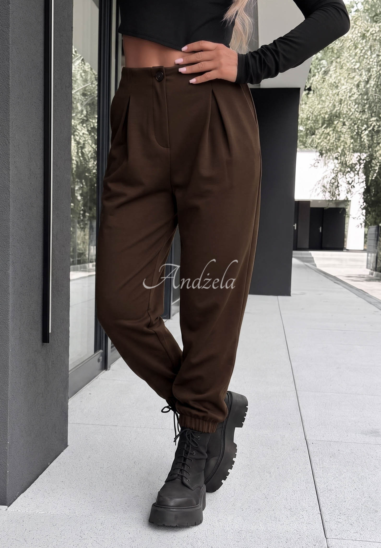Viskosehose mit Bündchen What You Wanted Schokoladenbraun
