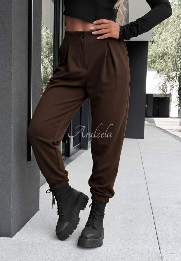 Viskosehose mit B&uuml;ndchen What You Wanted Schokoladenbraun