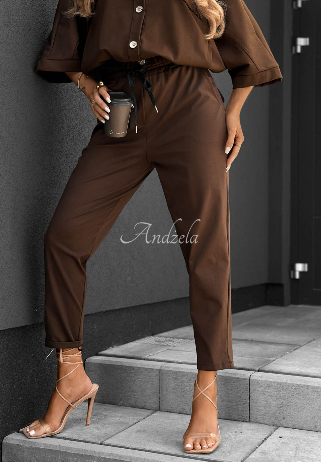 Baumwoll-Set Bluse und Hose Feeling Good Schokoladenbraun