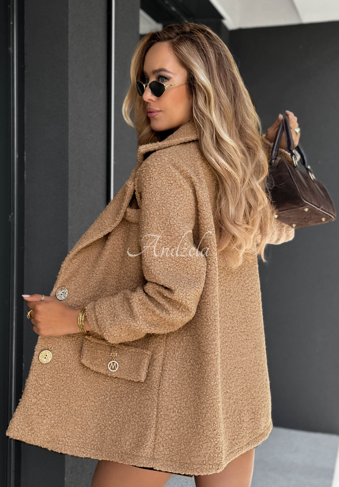 Mantel aus Lammfellimitat Hidden Story Camel