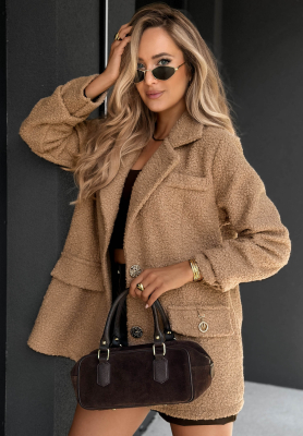 Mantel aus Lammfellimitat Hidden Story Camel