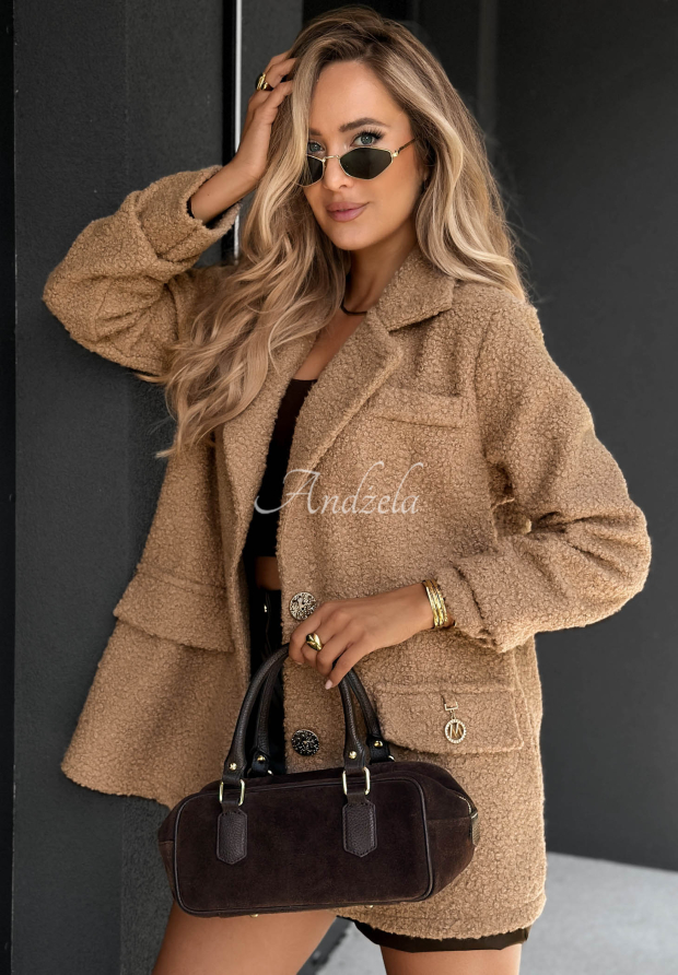 Mantel aus Lammfellimitat Hidden Story Camel