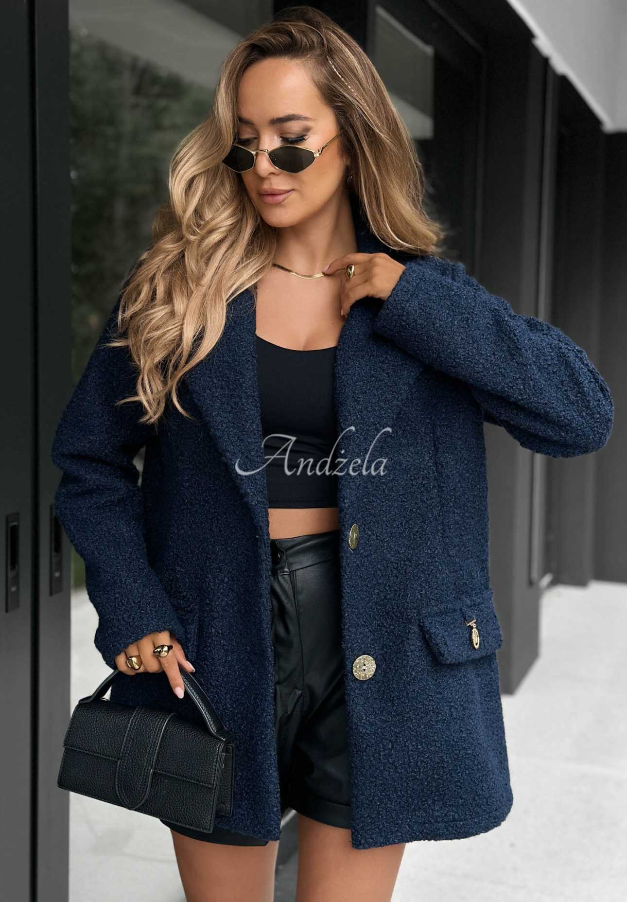 Mantel aus Lammfellimitat Hidden Story Dunkelblau