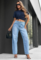 Hose Jeans baggy z paskiem Keep Going Blau