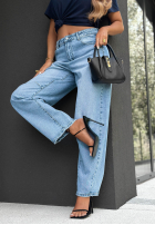 Hose Jeans baggy z paskiem Keep Going Blau