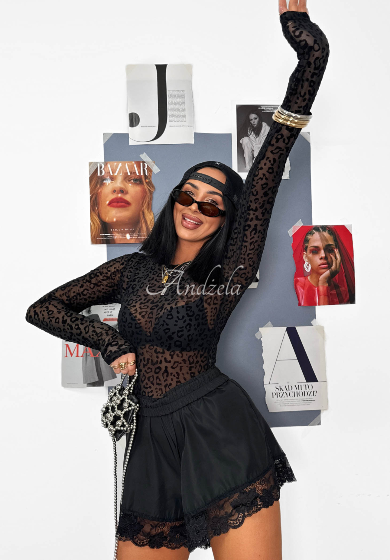 Mesh-Body mit Leopardenmuster La Milla Wild Couture Schwarz