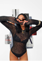 Siateczkowe body w panterkę La Milla Wild Couture Schwarz