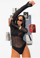 Siateczkowe body w panterkę La Milla Wild Couture Schwarz