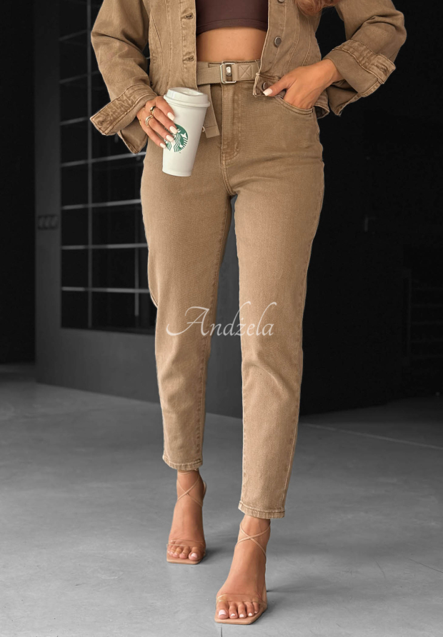 Jeanshose mom fit All We Need Camel
