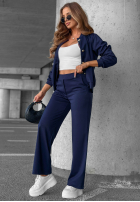 Sweat Set Sweatshirt z guzikami i Hose Comfort Story Dunkelblau