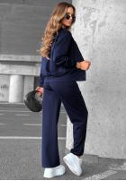 Sweat Set Sweatshirt z guzikami i Hose Comfort Story Dunkelblau