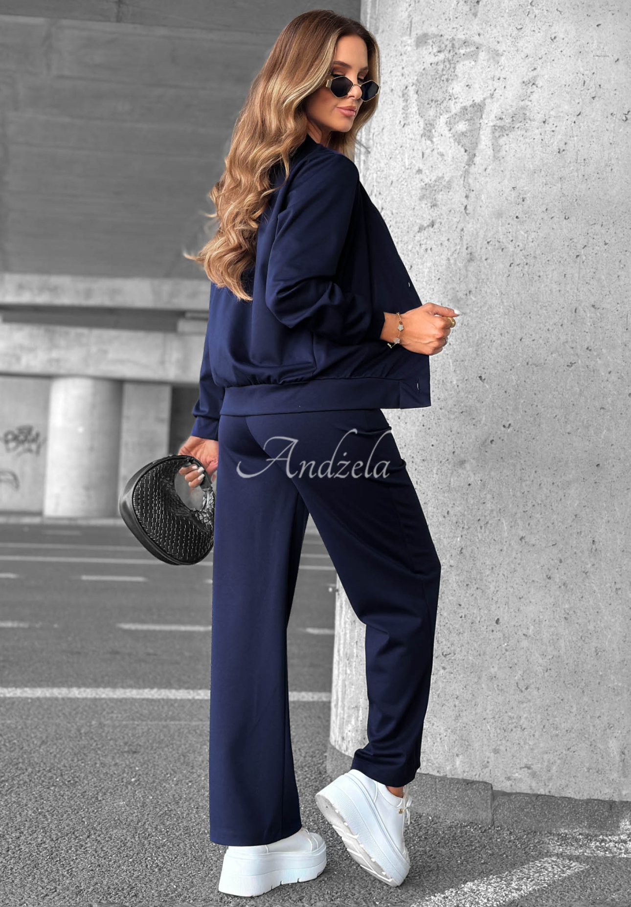 Trainingsanzug aus Baumwolle Bluse mit Knöpfen und Hose Comfort Story Dunkelblau