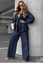Jeans Set krótki trencz i Hose wide leg Autumn Edit Dunkelblau