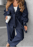 Jeans Set krótki trencz i Hose wide leg Autumn Edit Dunkelblau