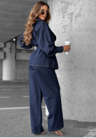 Jeans Set krótki trencz i Hose wide leg Autumn Edit Dunkelblau