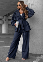 Jeans Set krótki trencz i Hose wide leg Autumn Edit Dunkelblau