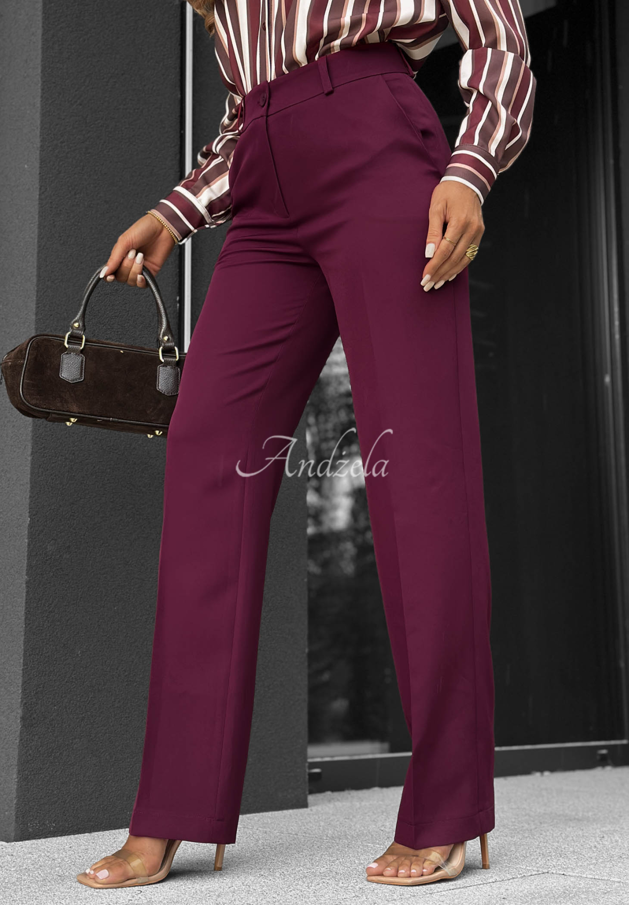 Elegante Hose wide leg aus Viskose Perfect Timing Pflaumenlila