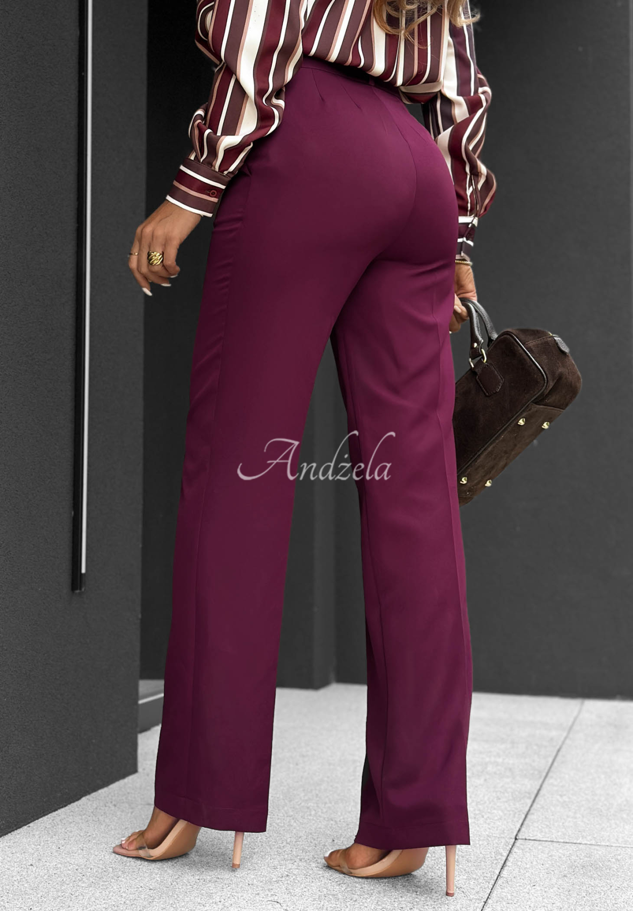 Elegante Hose wide leg aus Viskose Perfect Timing Pflaumenlila