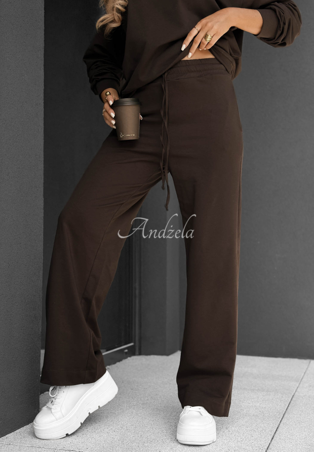 Jogginghose aus Baumwolle wide leg Never Late Schokoladenbraun
