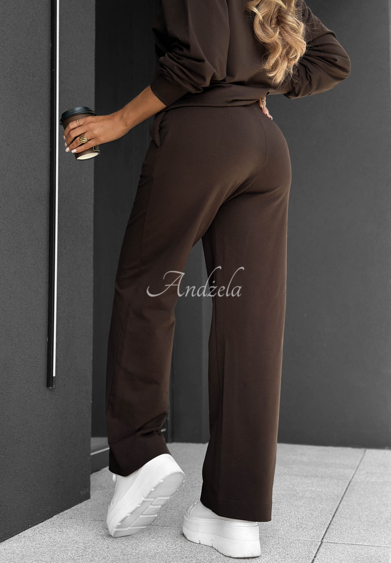 Jogginghose aus Baumwolle wide leg Never Late Schokoladenbraun