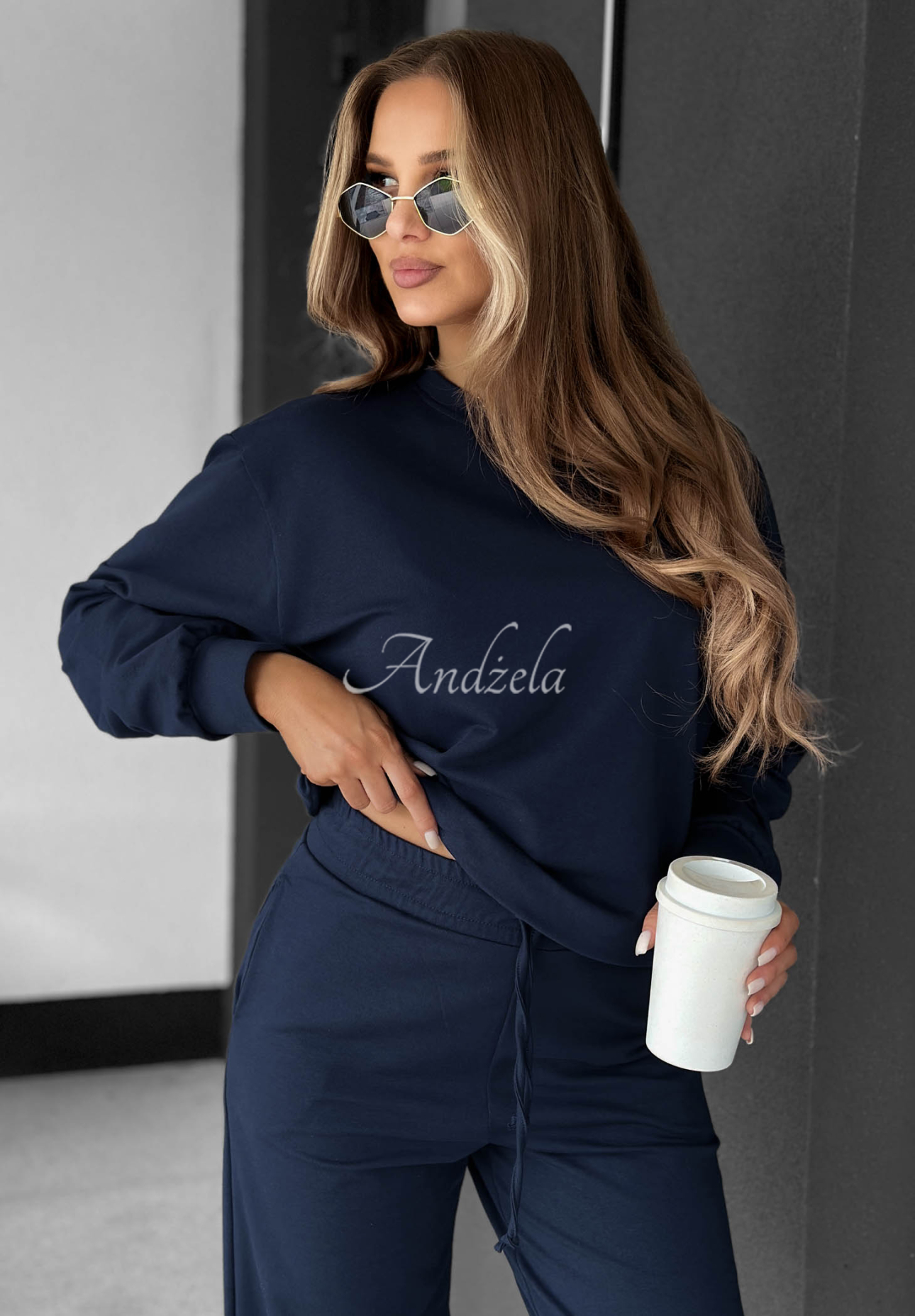 Jogginghose aus Baumwolle wide leg Never Late Dunkelblau