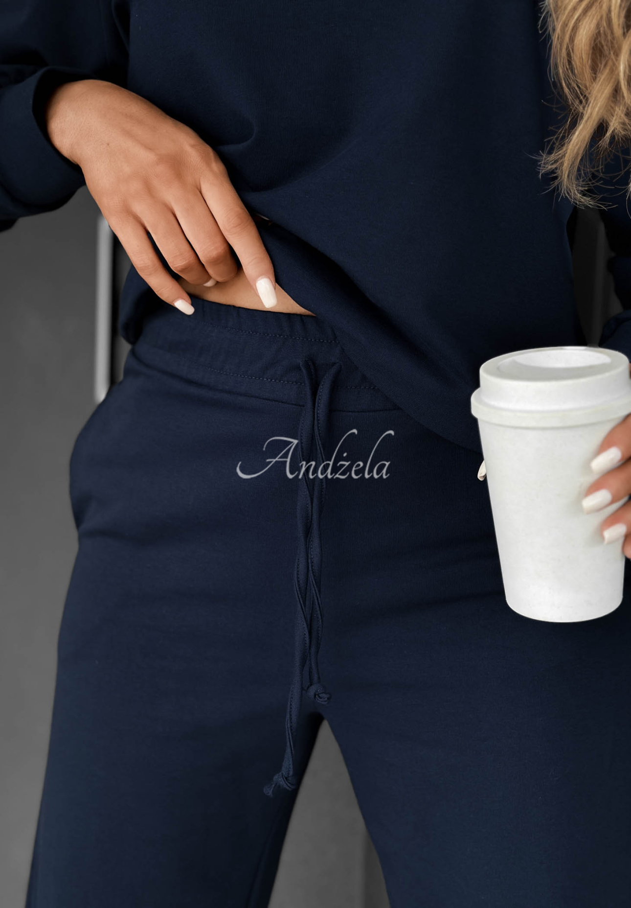 Jogginghose aus Baumwolle wide leg Never Late Dunkelblau