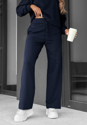 Jogginghose aus Baumwolle wide leg Never Late Dunkelblau