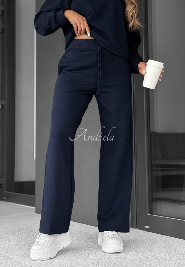 Jogginghose aus Baumwolle wide leg Never Late Dunkelblau
