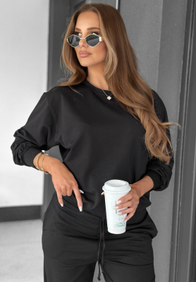 Baumwoll-Sweatshirt Never Late Schwarz