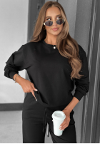 Baumwoll-Sweatshirt Never Late Schwarz