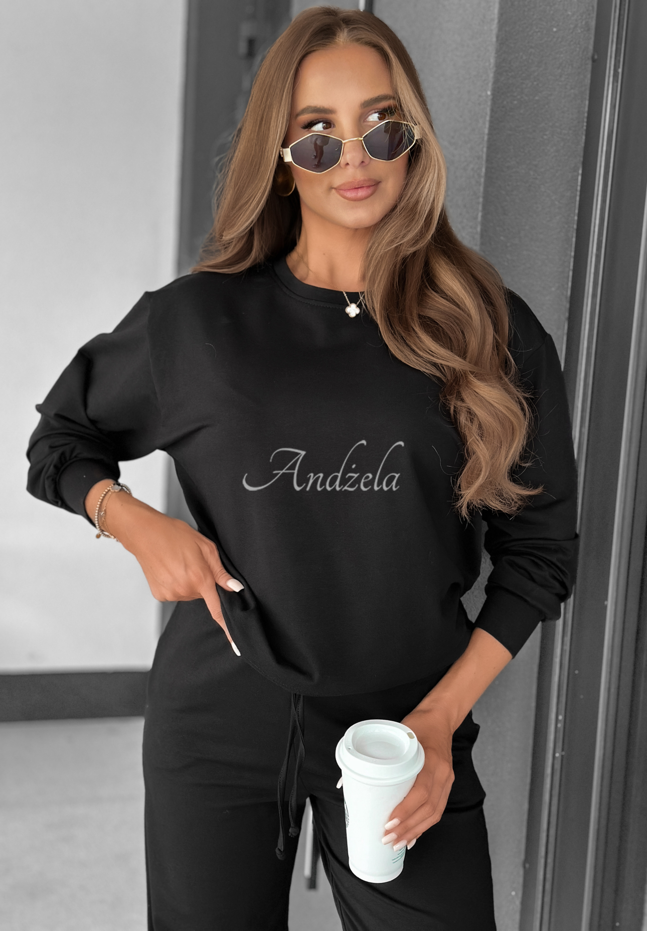 Baumwoll-Sweatshirt Never Late Schwarz