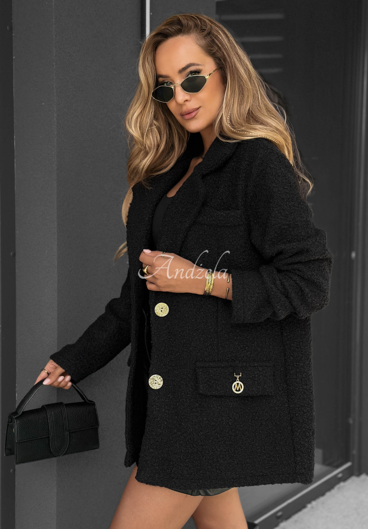 Mantel aus Lammfellimitat Hidden Story Schwarz