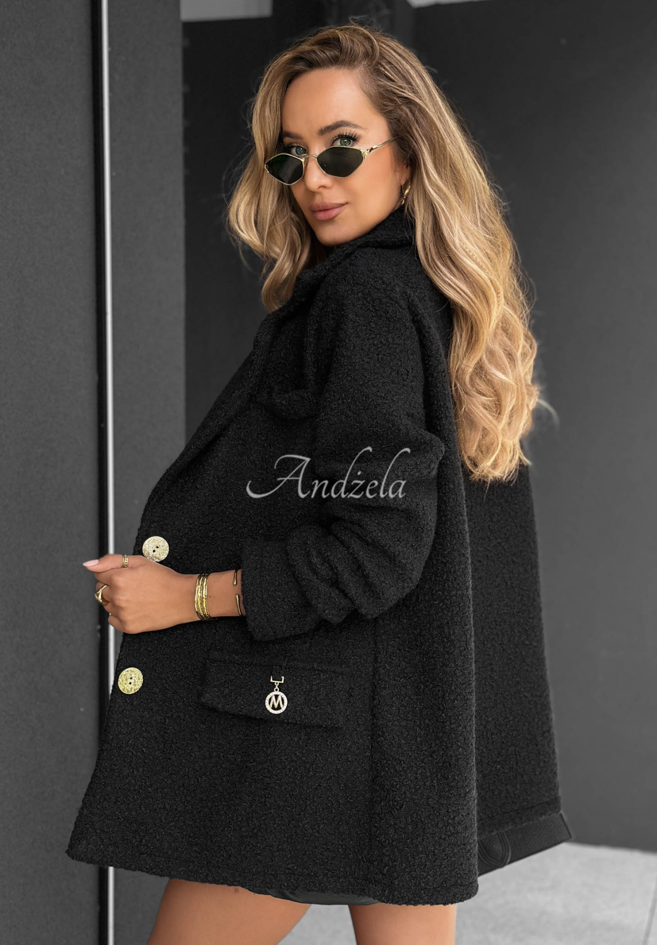 Mantel aus Lammfellimitat Hidden Story Schwarz