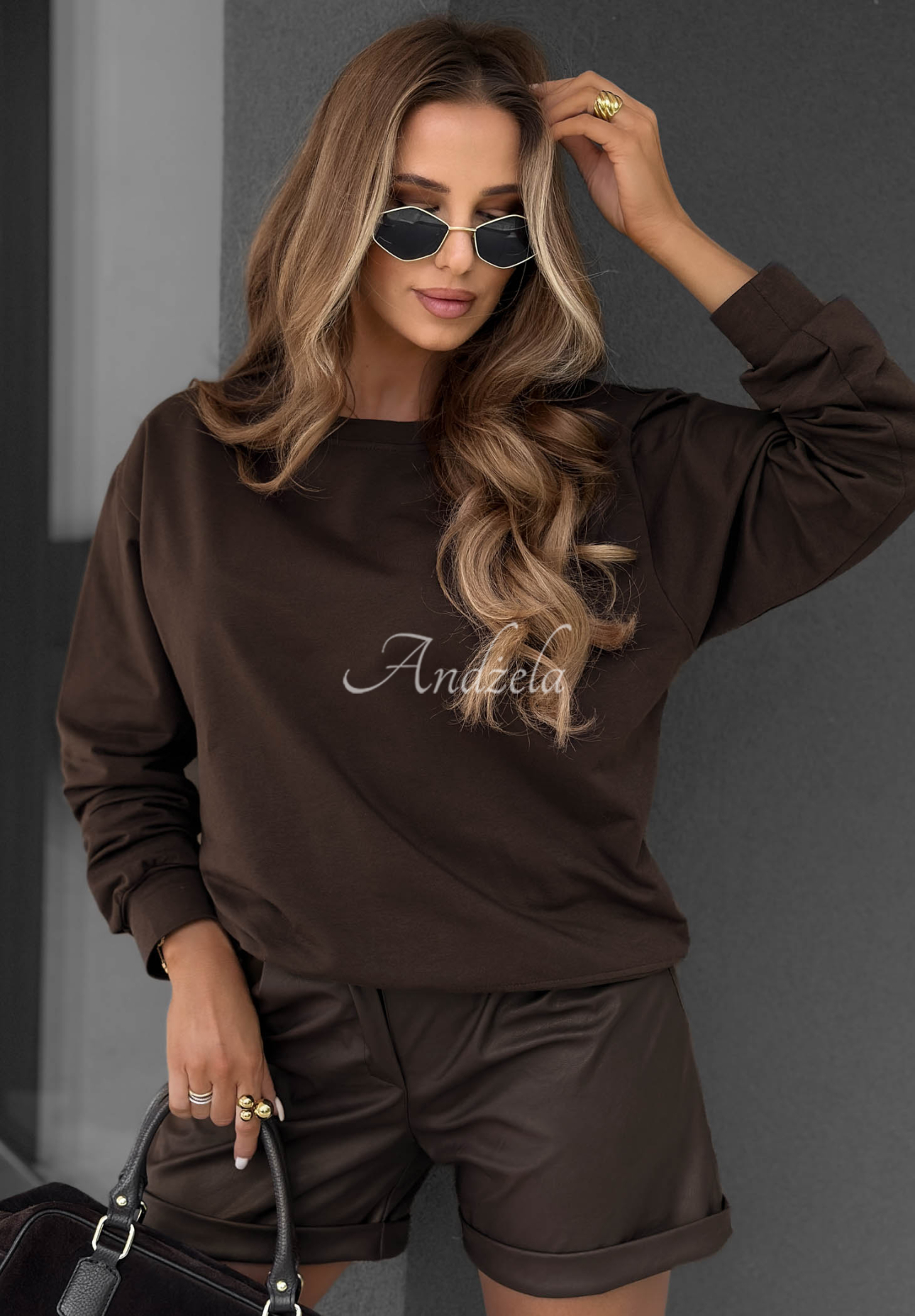 Baumwoll-Sweatshirt Never Late Schokoladenbraun