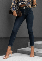 Hose Jeans skinny z paskiem Feel Better Dunkelblau