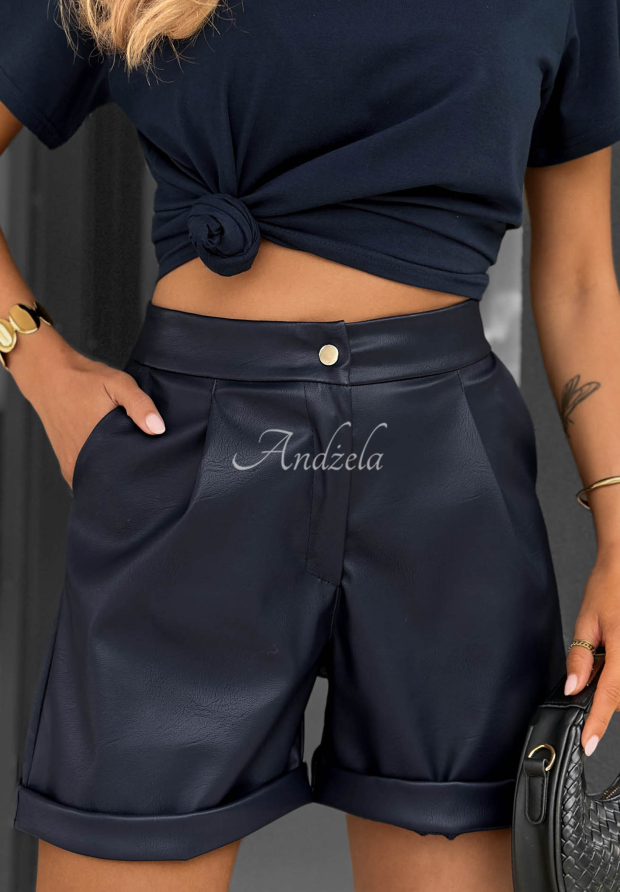 Leder-Shorts One Moment Dunkelblau